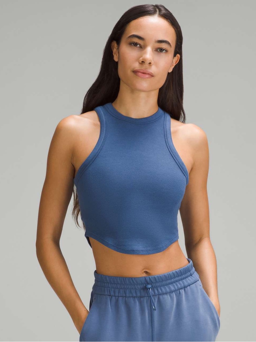 lululemon athletica Hold Tight Ribbed High-Neck Crop Tank — Slate Blue